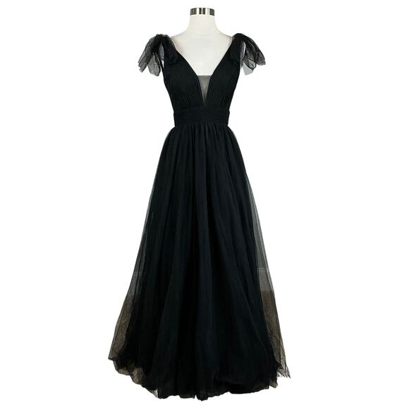 Betsy & Adam Women's Formal Dress Size 4 Black Chiffon Backless Evening Gown - Picture 1 of 13